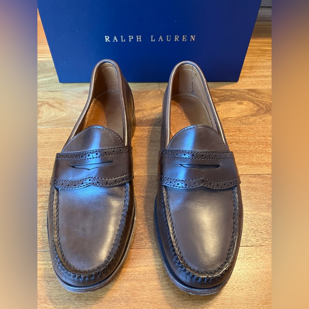 Ralph Lauren Men's Dark Brown Leather Slip-Ons